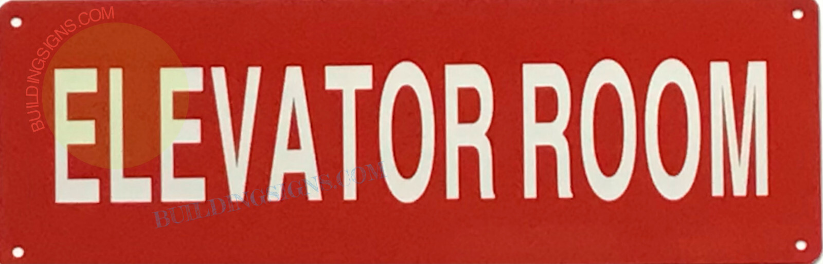 ELEVATOR ROOM SIGN (4×12, Red, Aluminum)-REF24-1027