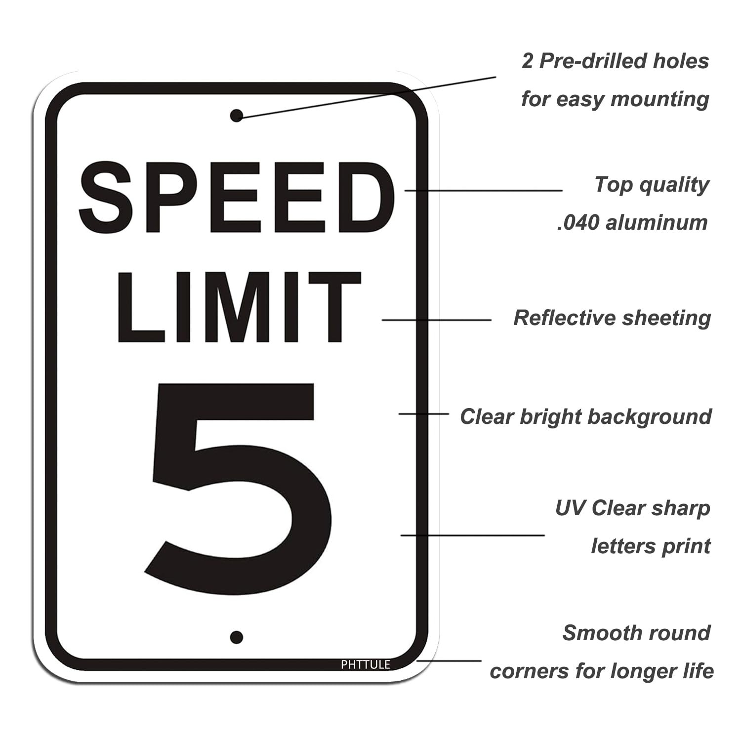 4 Pack Speed Limit 5 MPH Sign 12×18 Inch Reflective Aluminum Slow Caution