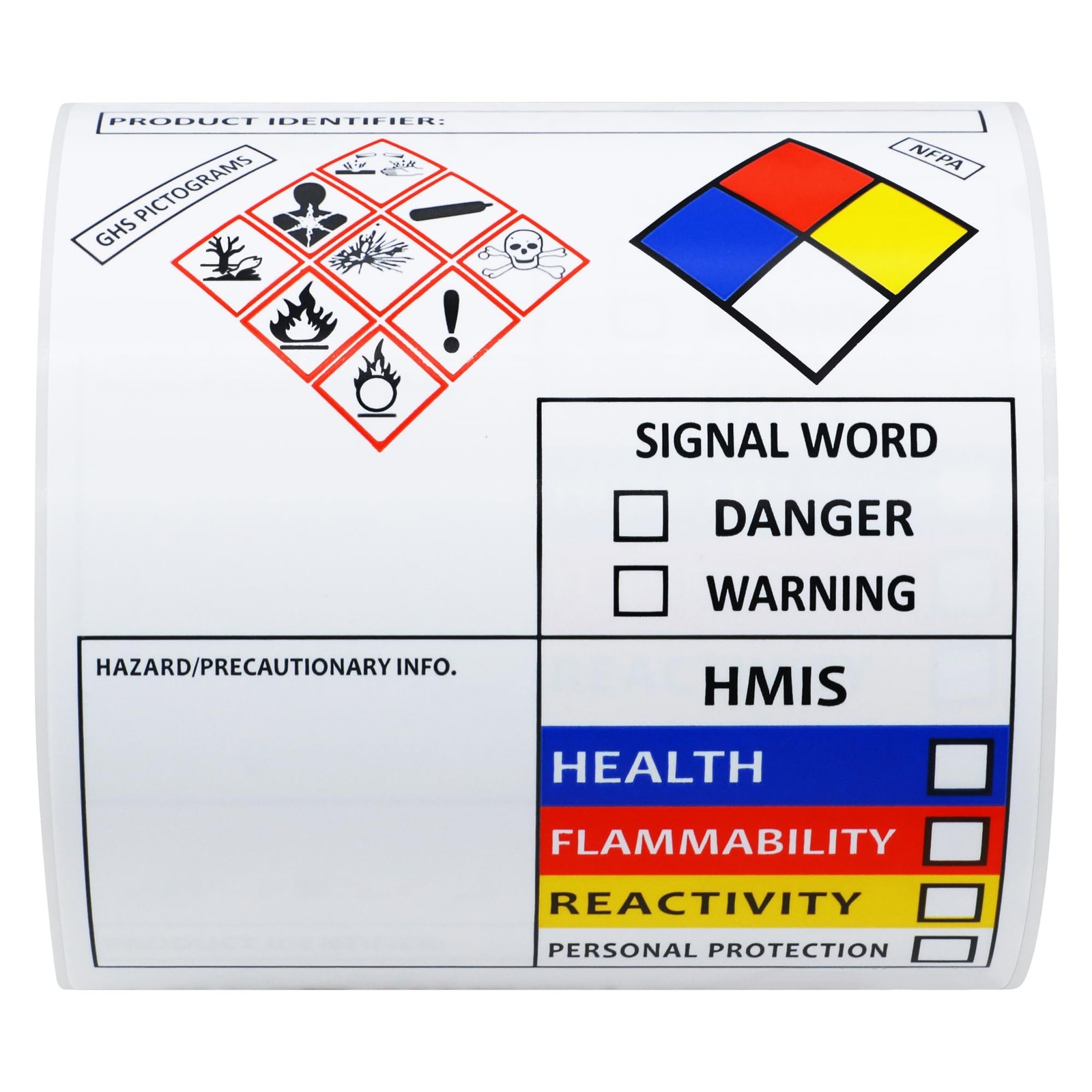 SDS OSHA Chemical Safety Labels | 4×3 inches MSDS Stickers with GHS NFPA HMIS…
