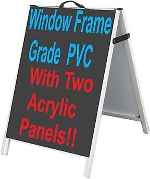 PVC A-Frame 24″x36″ Double Sided Sidewalk Sign w/2 Black Acrylic Panels