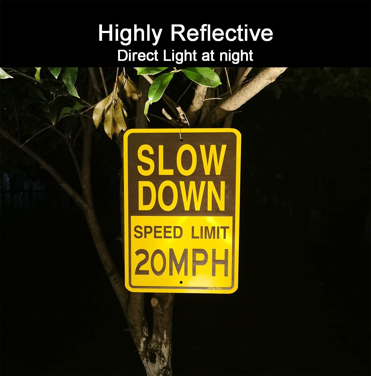 2 PCS 17×12 Inch Slow Down Speed Limit 20 MPH Sign Reflective Aluminum Metal