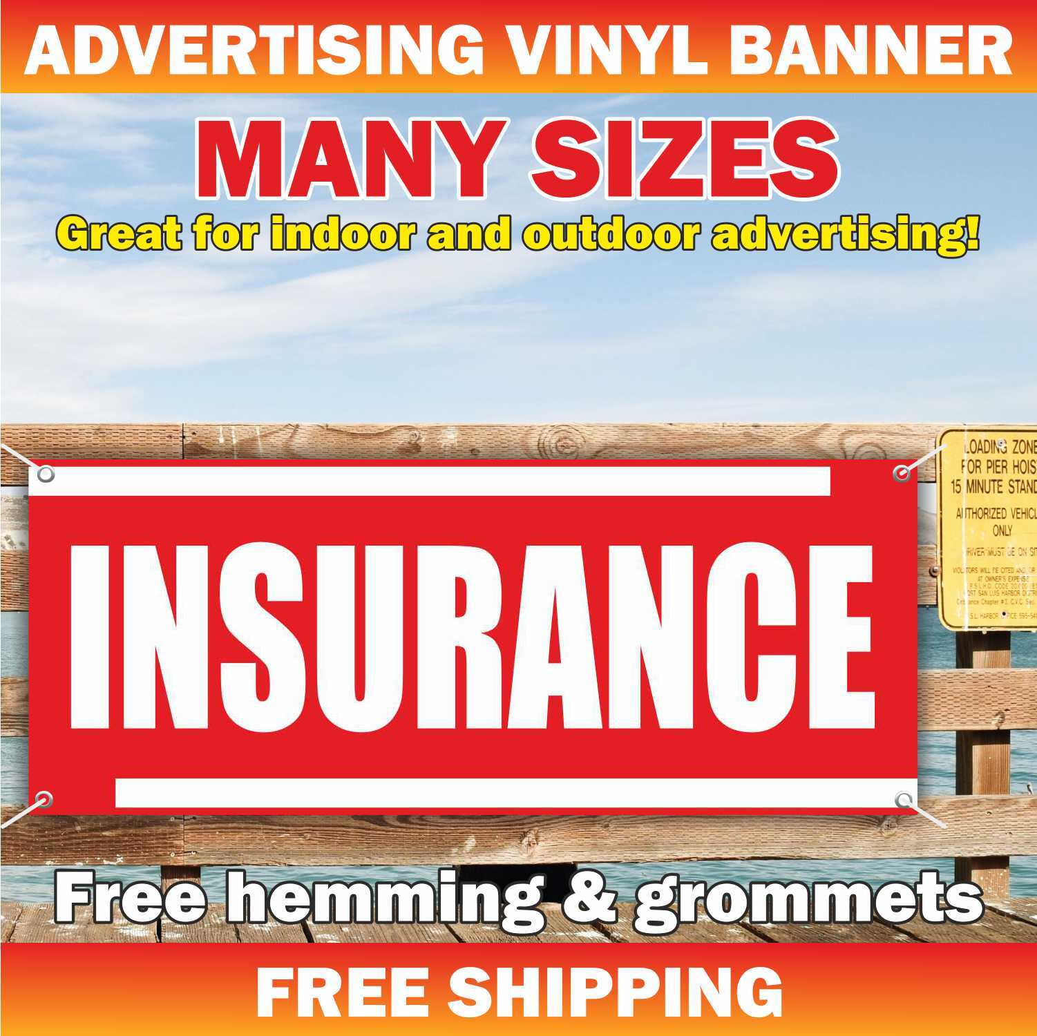 INSURANCE Advertising Banner Vinyl Mesh Sign Realtor Loan Bank Notary Cash Pawn