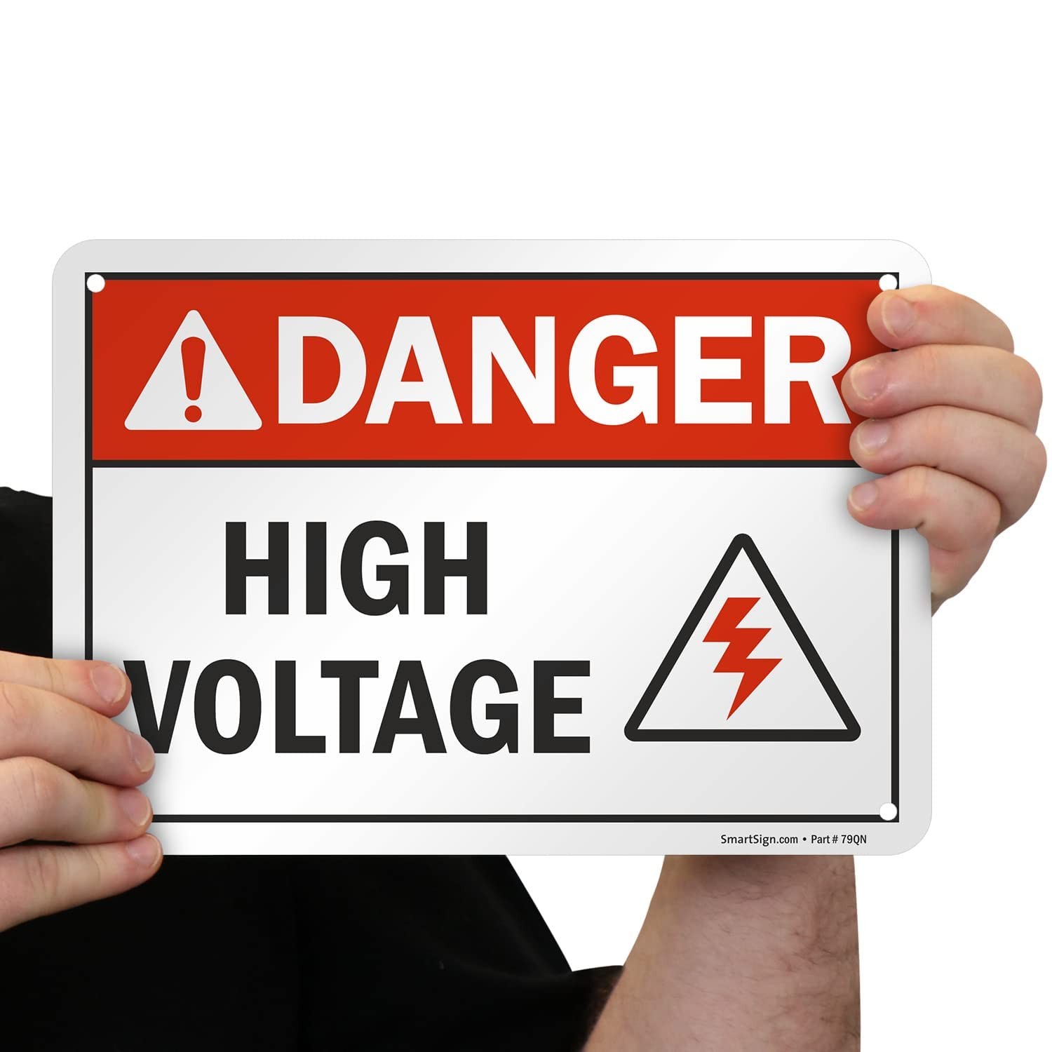 Danger High Voltage Sign 7×10 Aluminum Black Red White, Electrical Safety Set