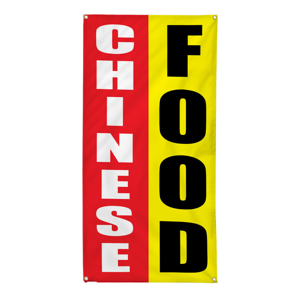 Vertical Vinyl Banner Multiple Sizes Chinese Food Fair Business Outdoor