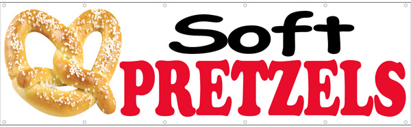 SOFT PRETZELS Vinyl Banner Concession Sign 3×10 ft – wb