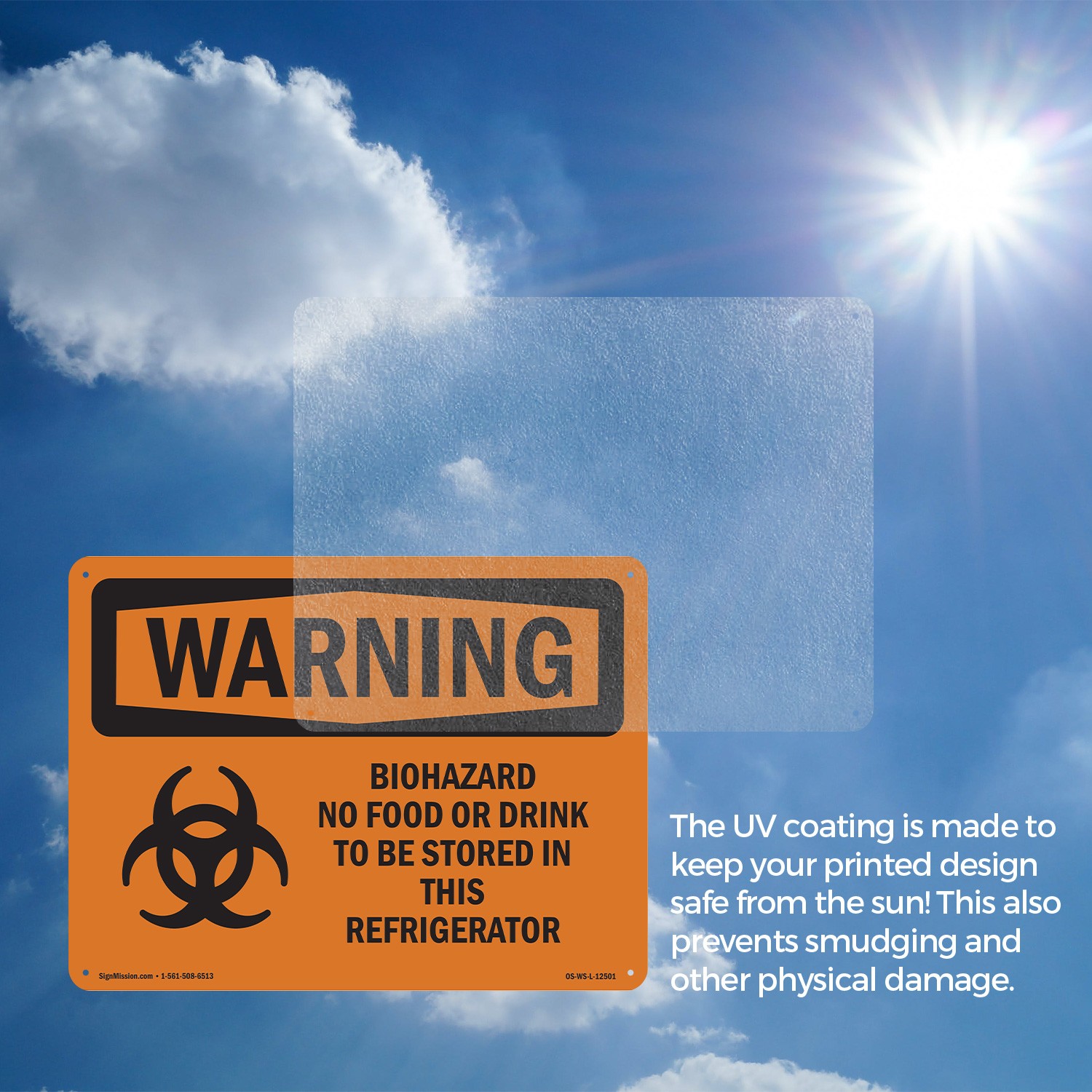Biohazard No Food Or With Symbol OSHA WARNING Sign Metal, Decal – 5 or 10 Pack