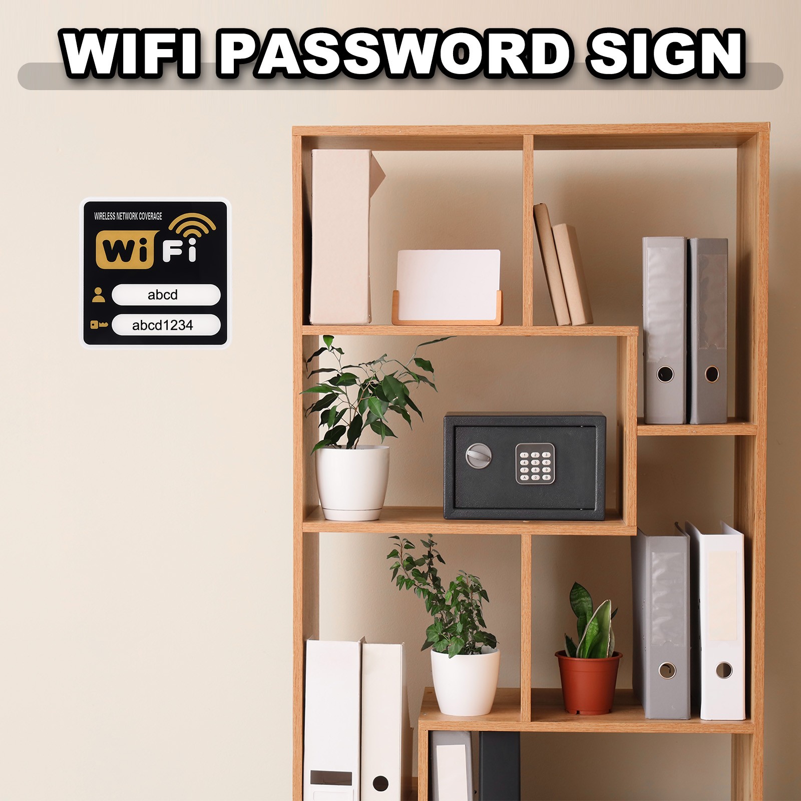 6″ x 6″ Wifi Password Sign, 2 Pcs Acrylic WiFi Sign Self Adhesive, Yellow