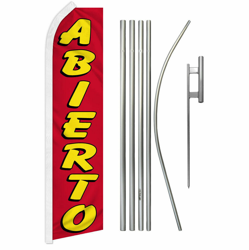 ABIERTO Advertising Super Flag & Pole Kit open