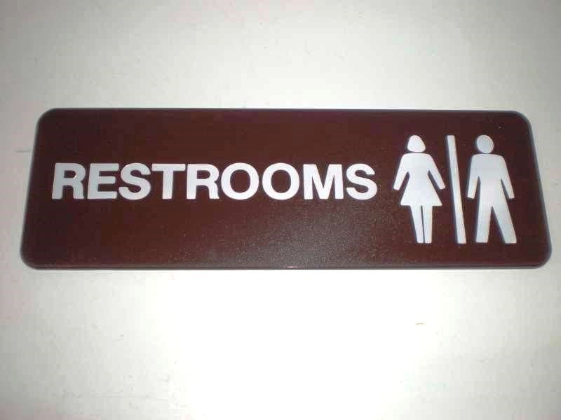 Unisex Retro Restroom Sign Gessner 3×9″ Toilet Bathroom Brown Men Women Door