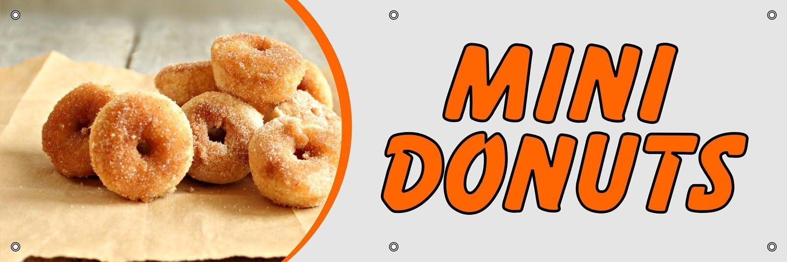 Mini Donuts | Vinyl Banner w/ Grommets | 3’H x 9’W