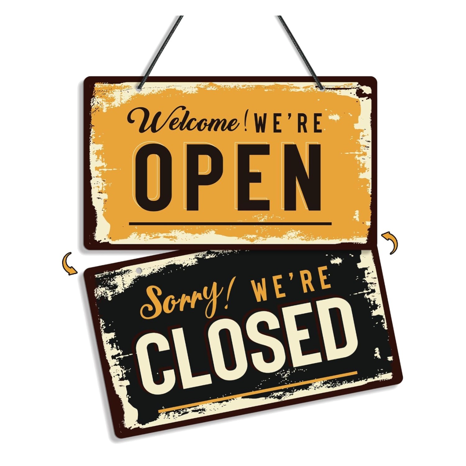 Open Closed Signs for Business, 10×5.9 Waterproof Double Sided PVC Come In or…