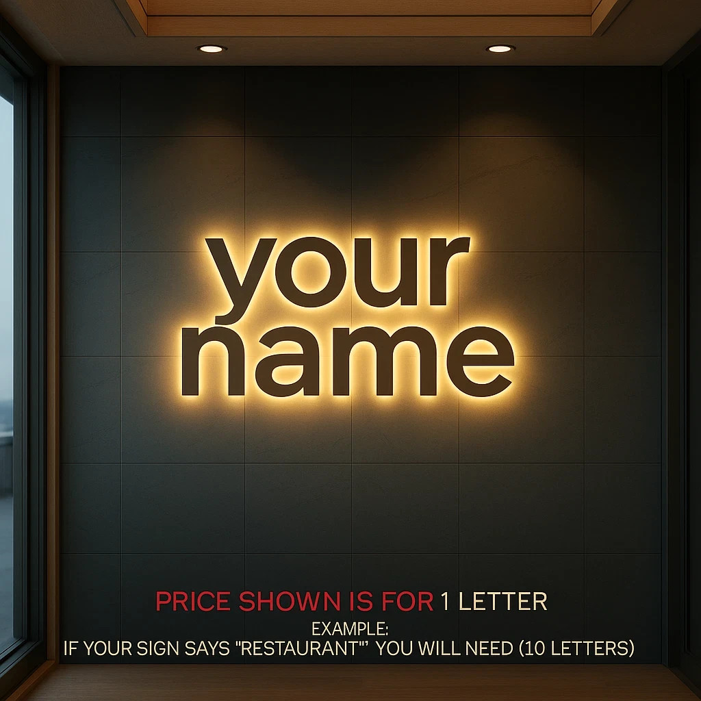 𝑵𝓙̶ Your Name Custom 3D Channel Letters Illuminated & Non-Illuminated