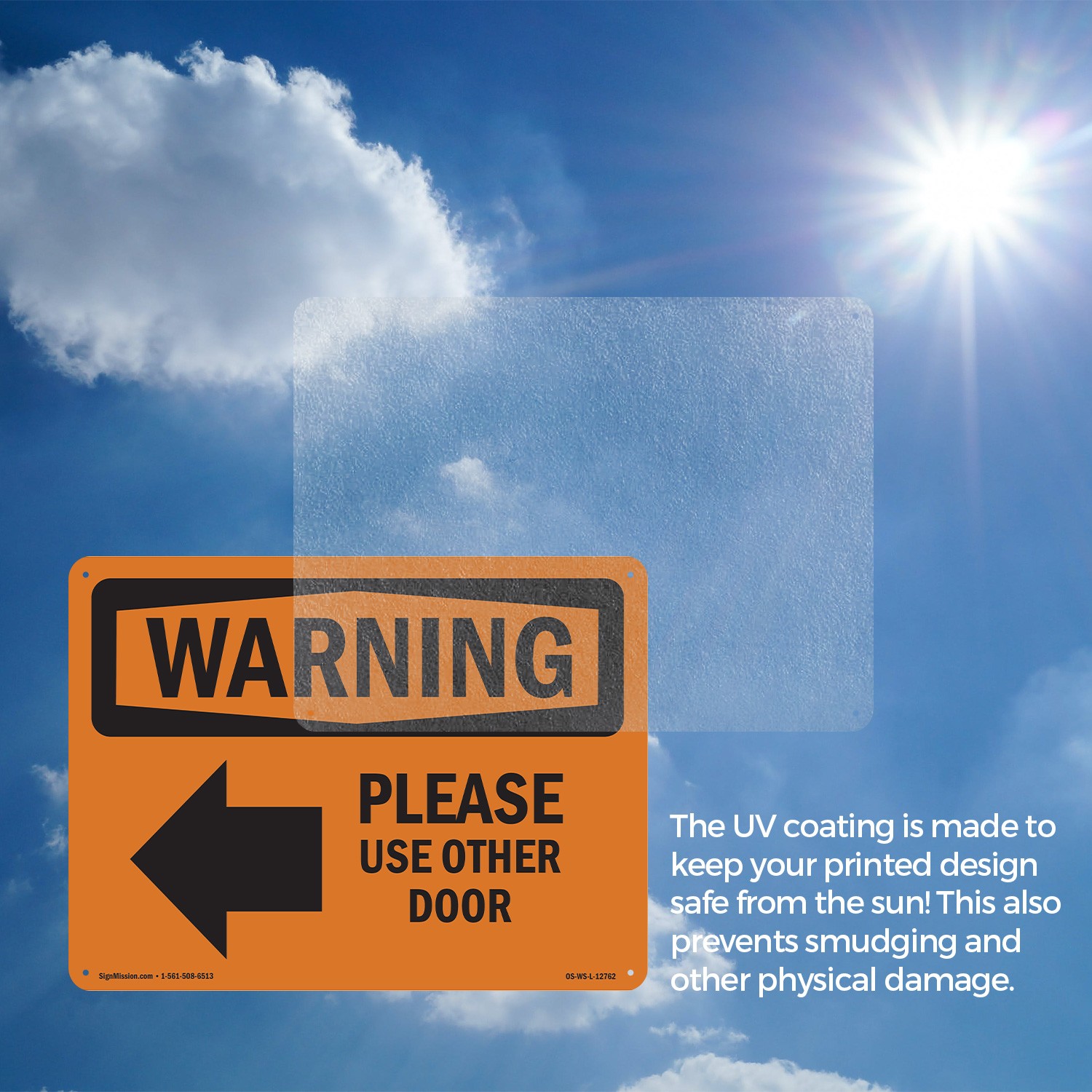 Please Use Other Door With Symbol OSHA WARNING Sign Metal, Decal – 5 or 10 Pack