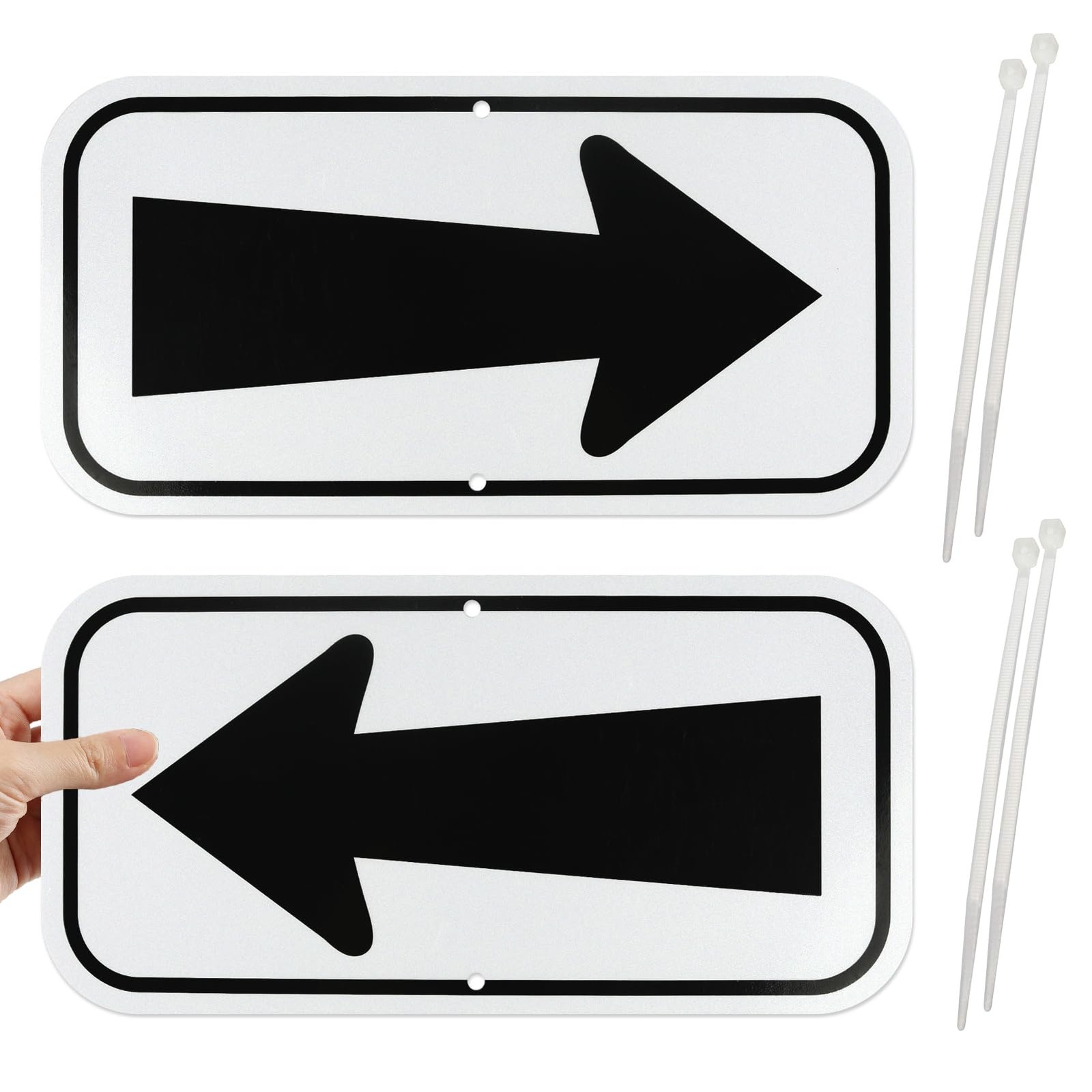 2 Pack Reflective Arrow Signs, 12″ x 6″ Black Aluminum directional Signs