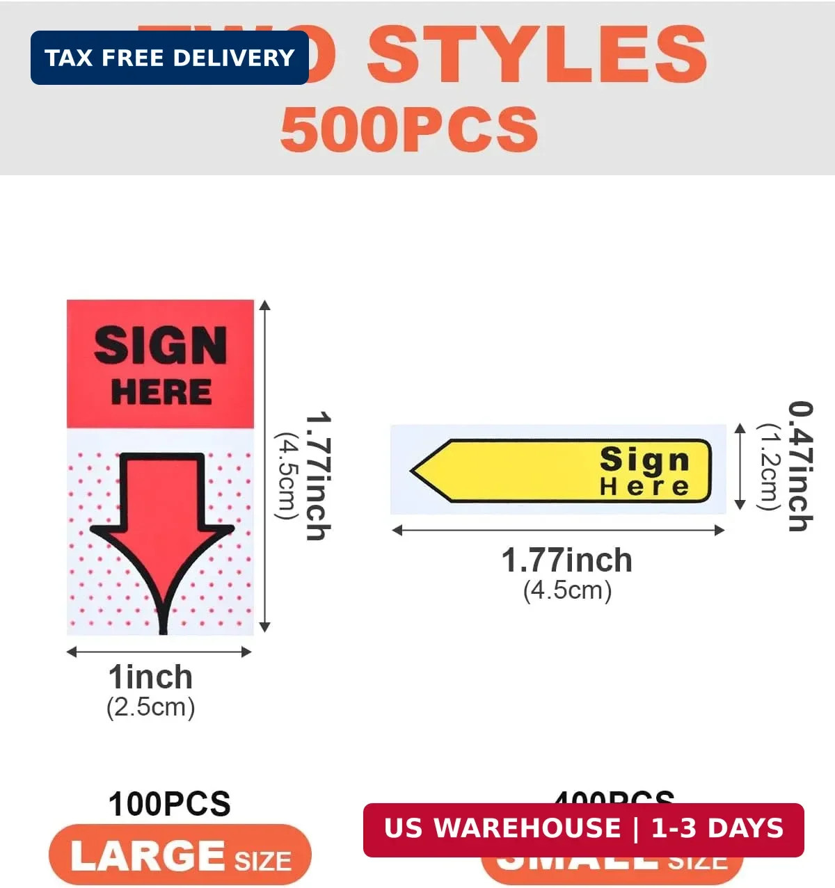 2 Styles Sign Here Sticky Tabs, 500 Pcs Sign Here Post It Flags, Signature Tags