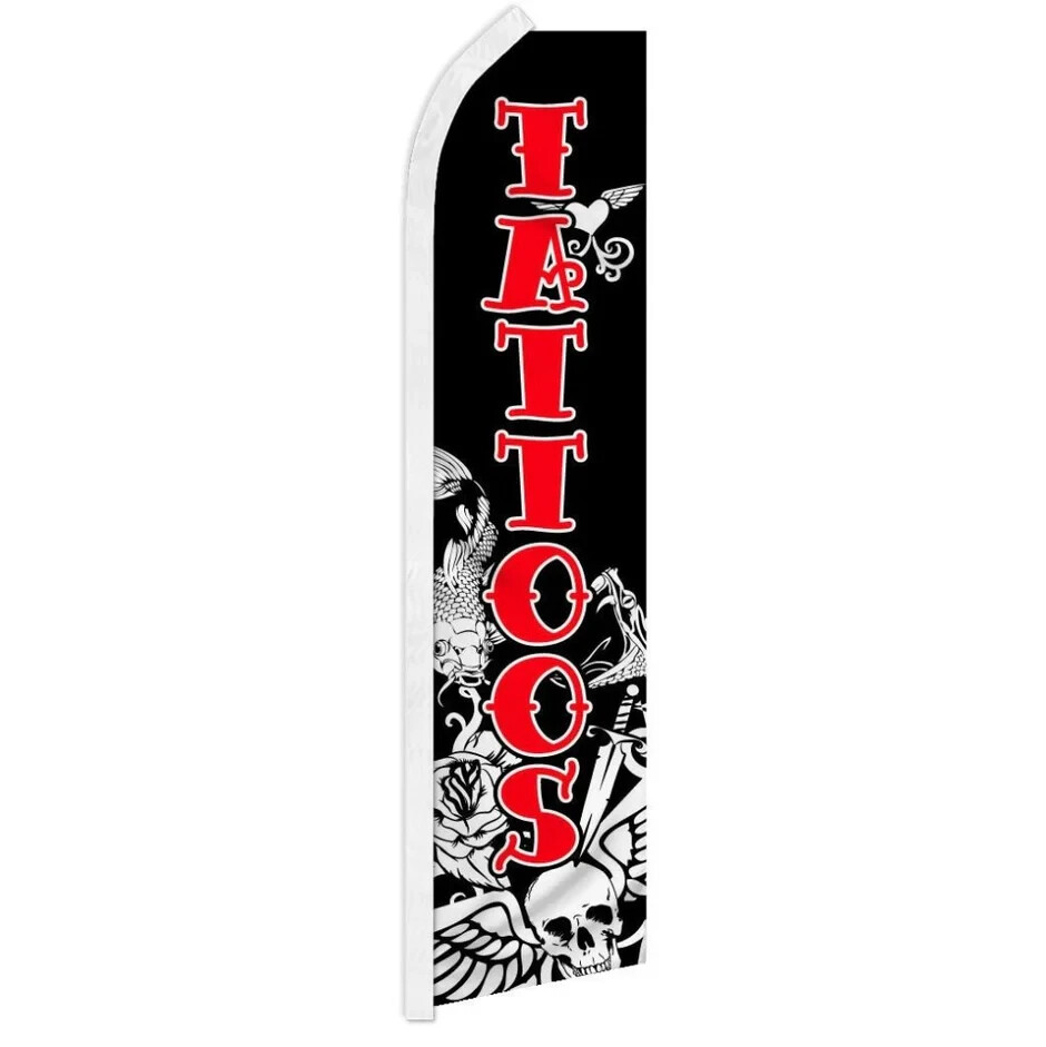 Tattoos Swooper Flutter Feather Advertising Tattoos & Piercings Banner Flag
