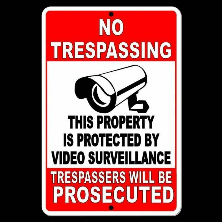 No Trespassing Property Protected Video Surveillance Sign / Decal Warning