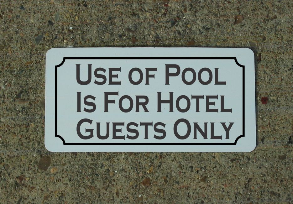 USE OF POOL FOR HOTEL GUESTS ONLY Metal Sign Classic Style Golf Backyard Decor