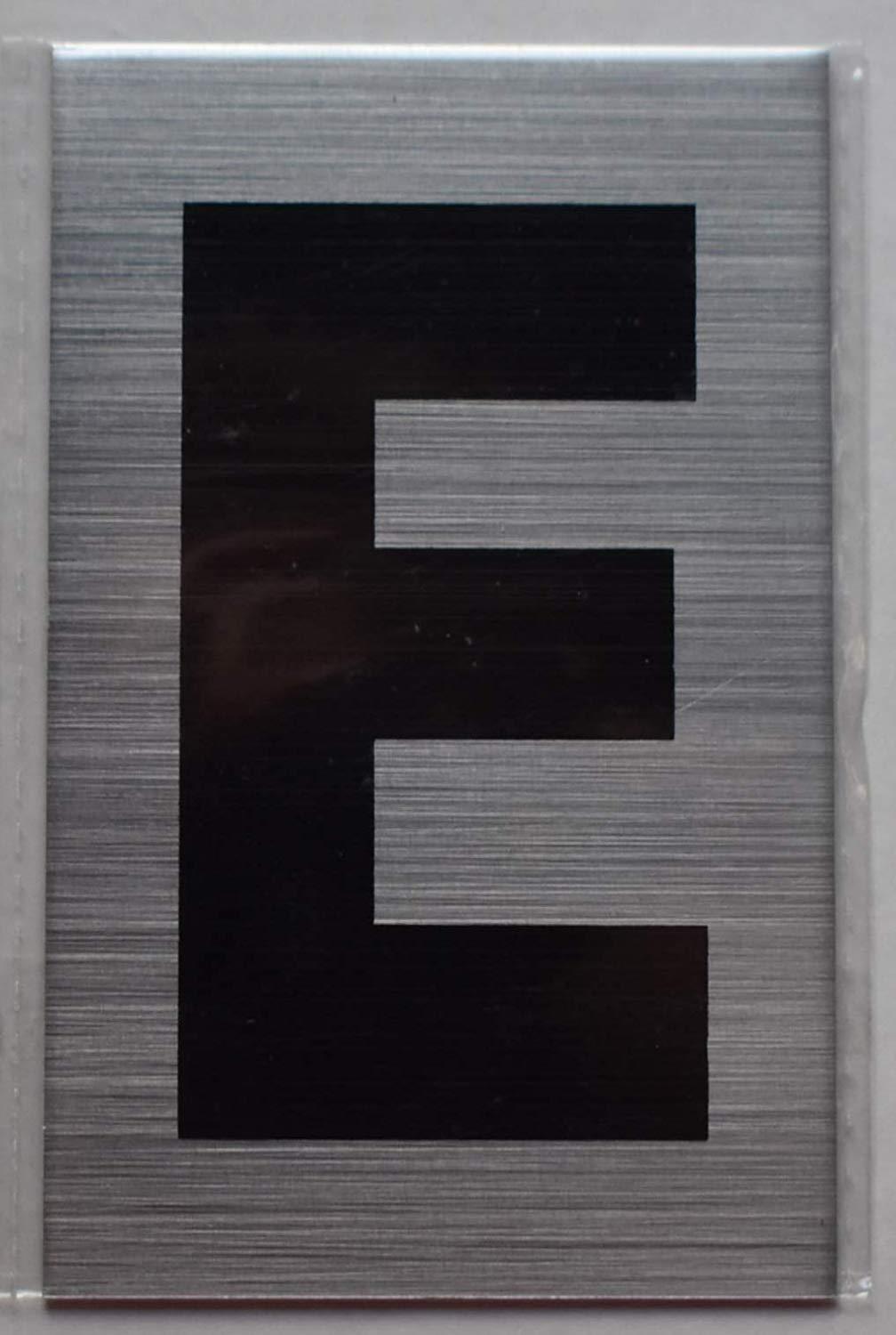 Apartment Number Sign – Letter E Brush Aluminium, Size 2.5X4)….REF24-1027