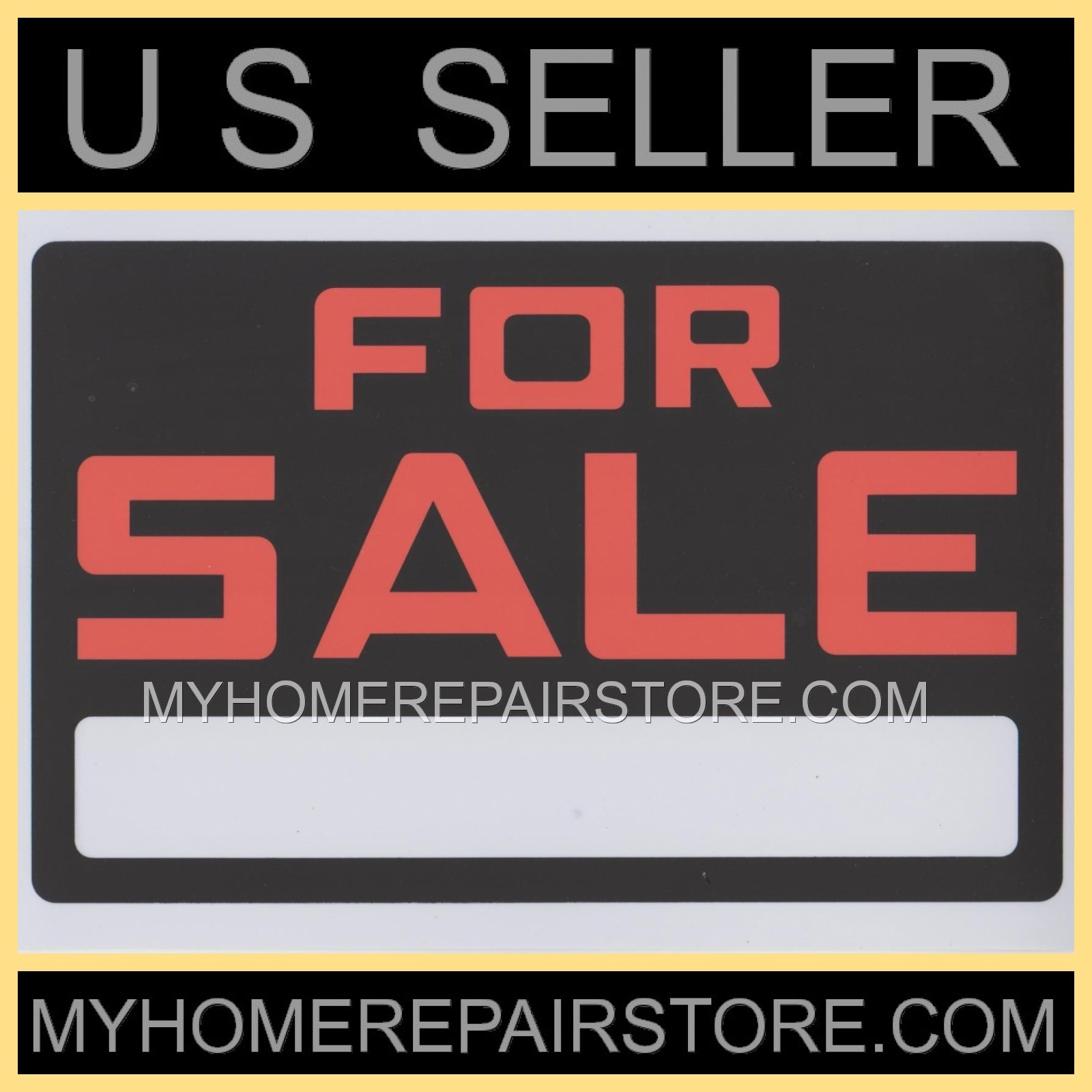 2/$7 — FOR SALE — SIGN — 8 x 12 INCH—WEATHERPROOF PLASTIC—ORANGE ON BLACK&WHITE