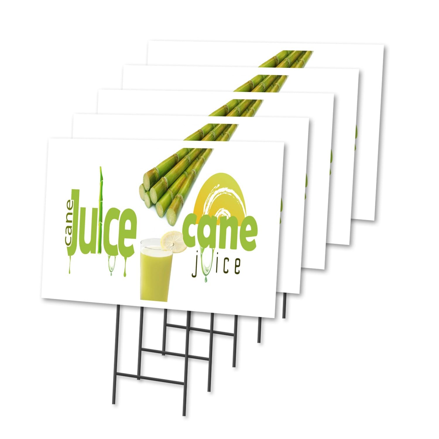 Sugar Cane Juice 5 Pack of 12″ x 16″ Yard Sign & Stake | Advertise Your Busin…