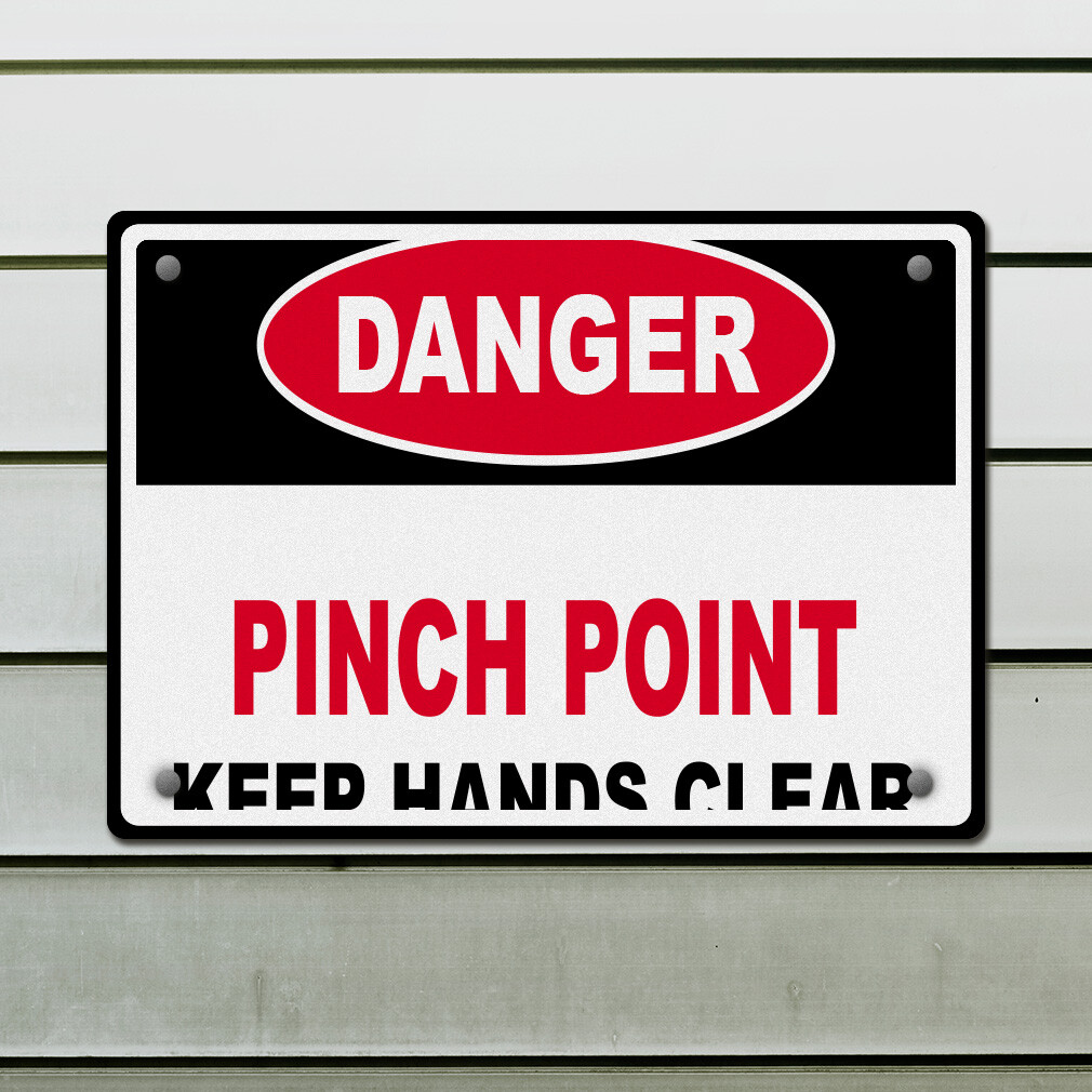 Aluminum Horizontal Metal Sign Danger Pinch Point Keep Hands Clear Hazard Labels