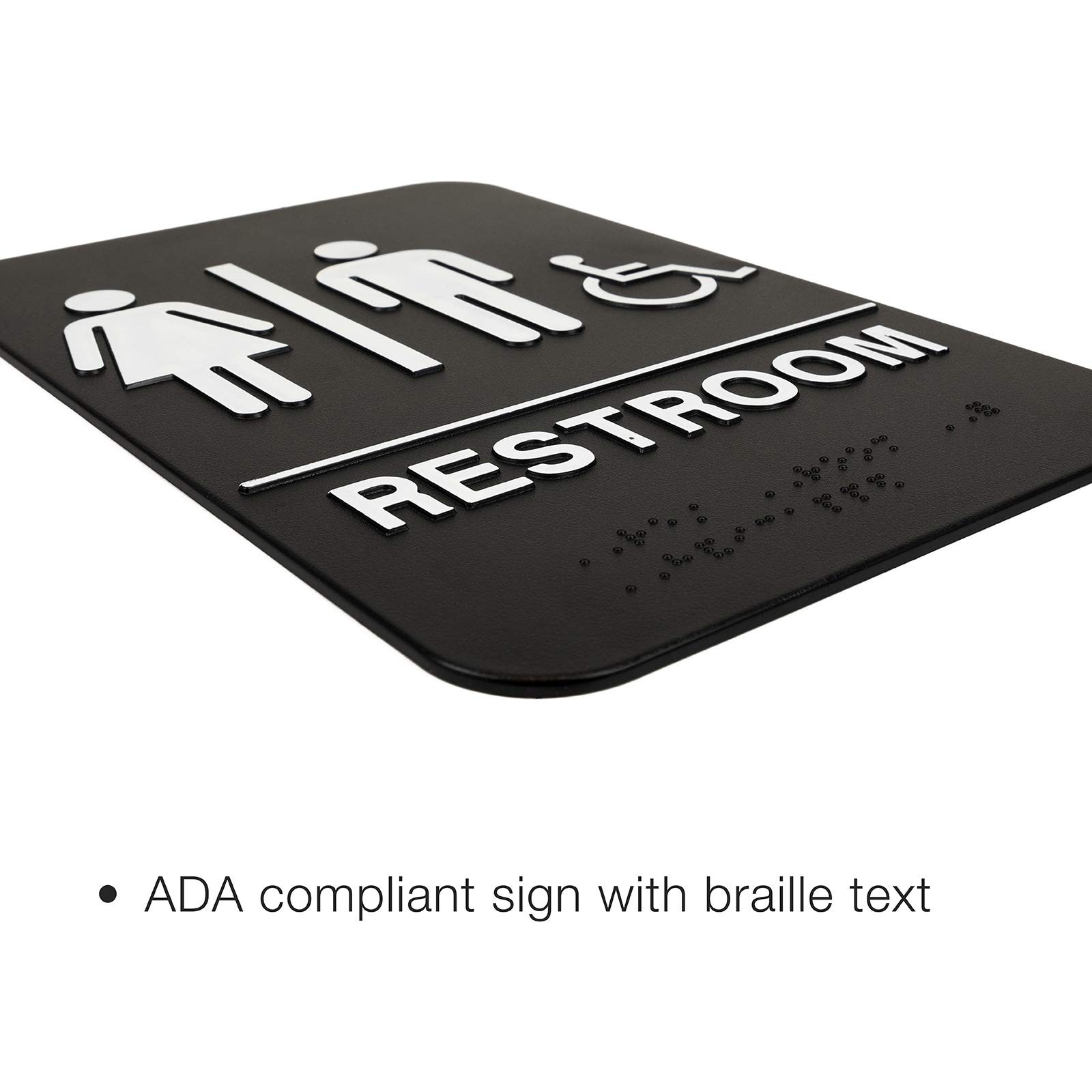 Plastic Restroom Sign: Easy to Mount with Braille (ADA Compliant), Great for …