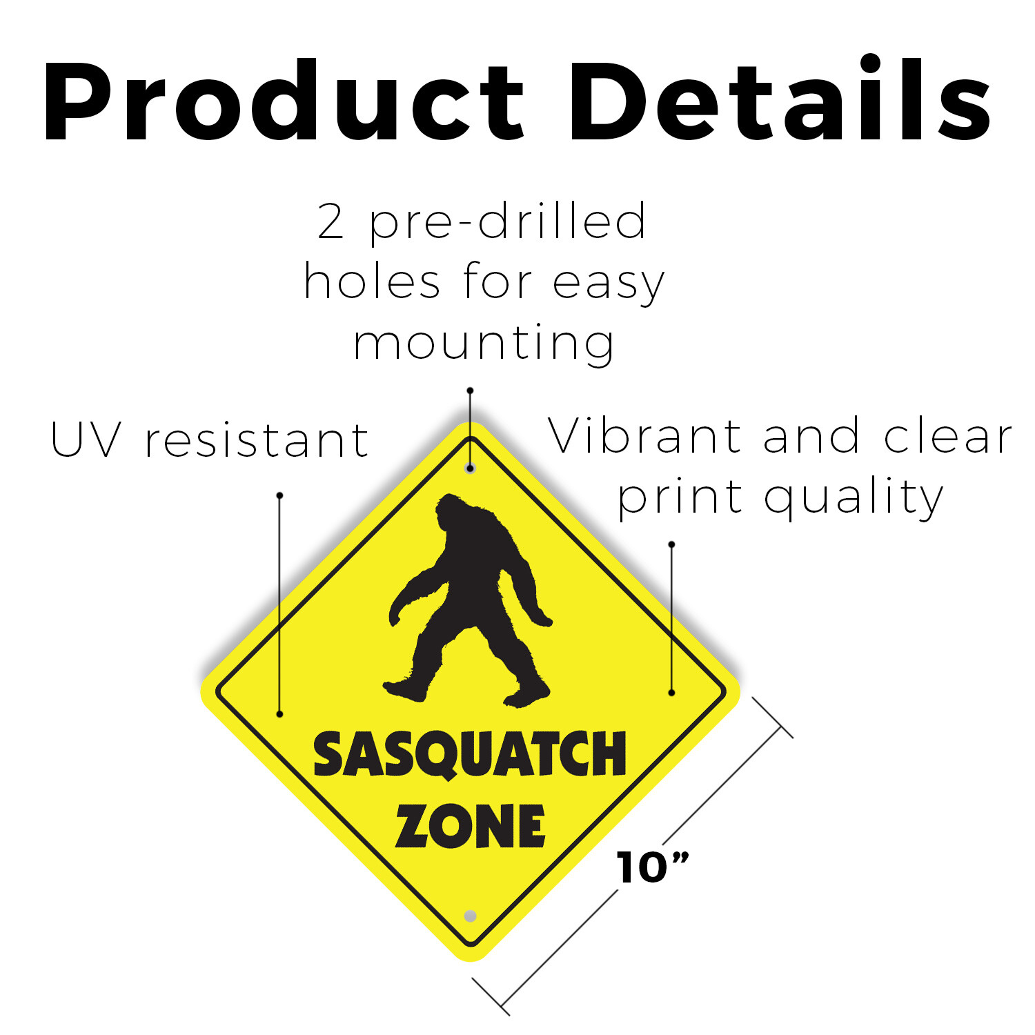 Sasquatch (3 Pack) Plastic Street Sign Crossing Warning Vintage Rustic Beware