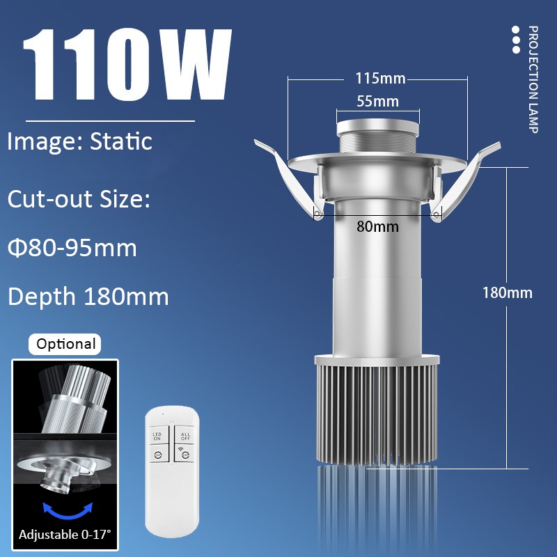 110W Embedded Custom Insert Gobo Logo Projector Lamp Indoor Home Store AD Signs