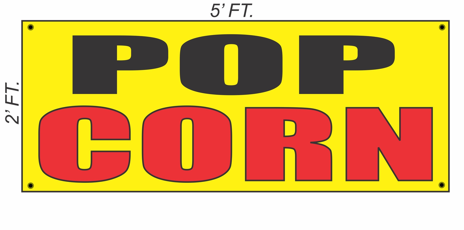 POPCORN Banner Sign Yellow with Red & Black