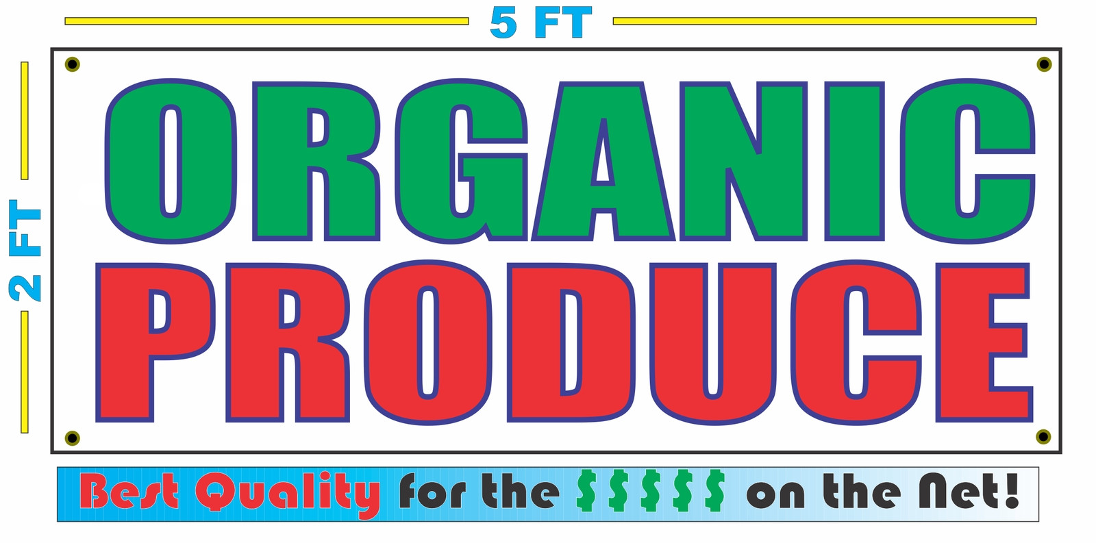 ORGANIC PRODUCE Banner Sign NEW Larger Size for Grocery Store Farm Market Stand