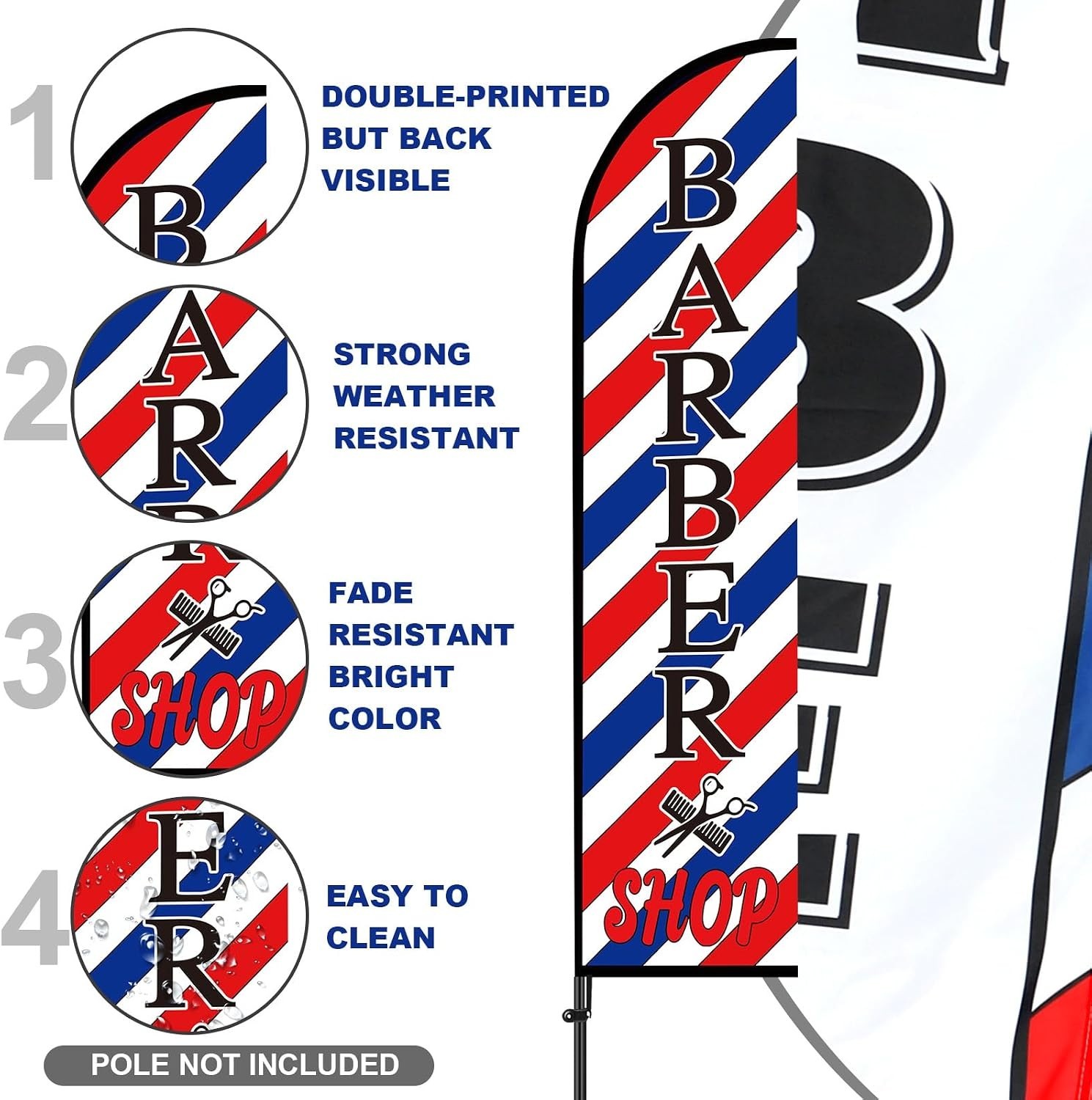 2 Set Barber Flag Barbershop Feather Banner Kit“