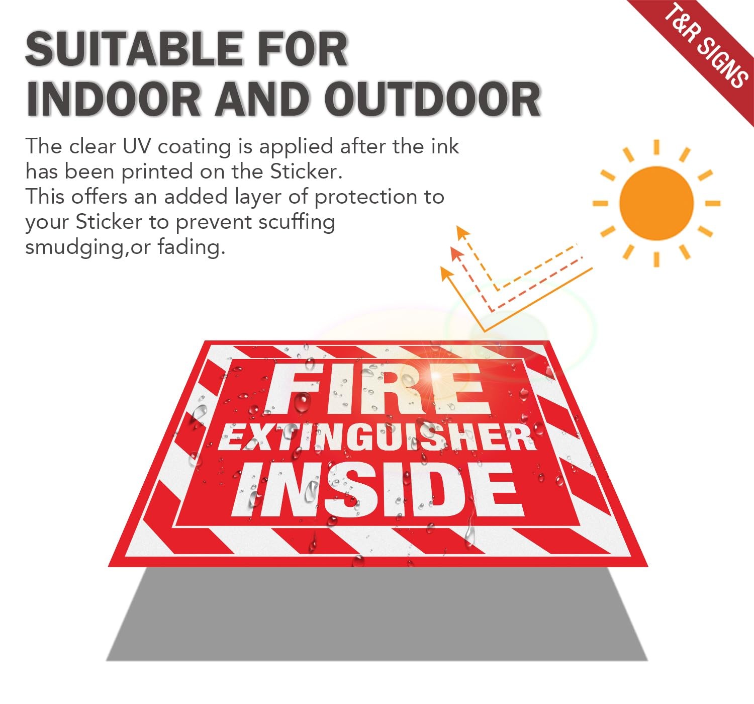 Fire Extinguisher Inside Sign Stickers – 10 Pack – 5″ x 4″ Self-Adhesive Viny…