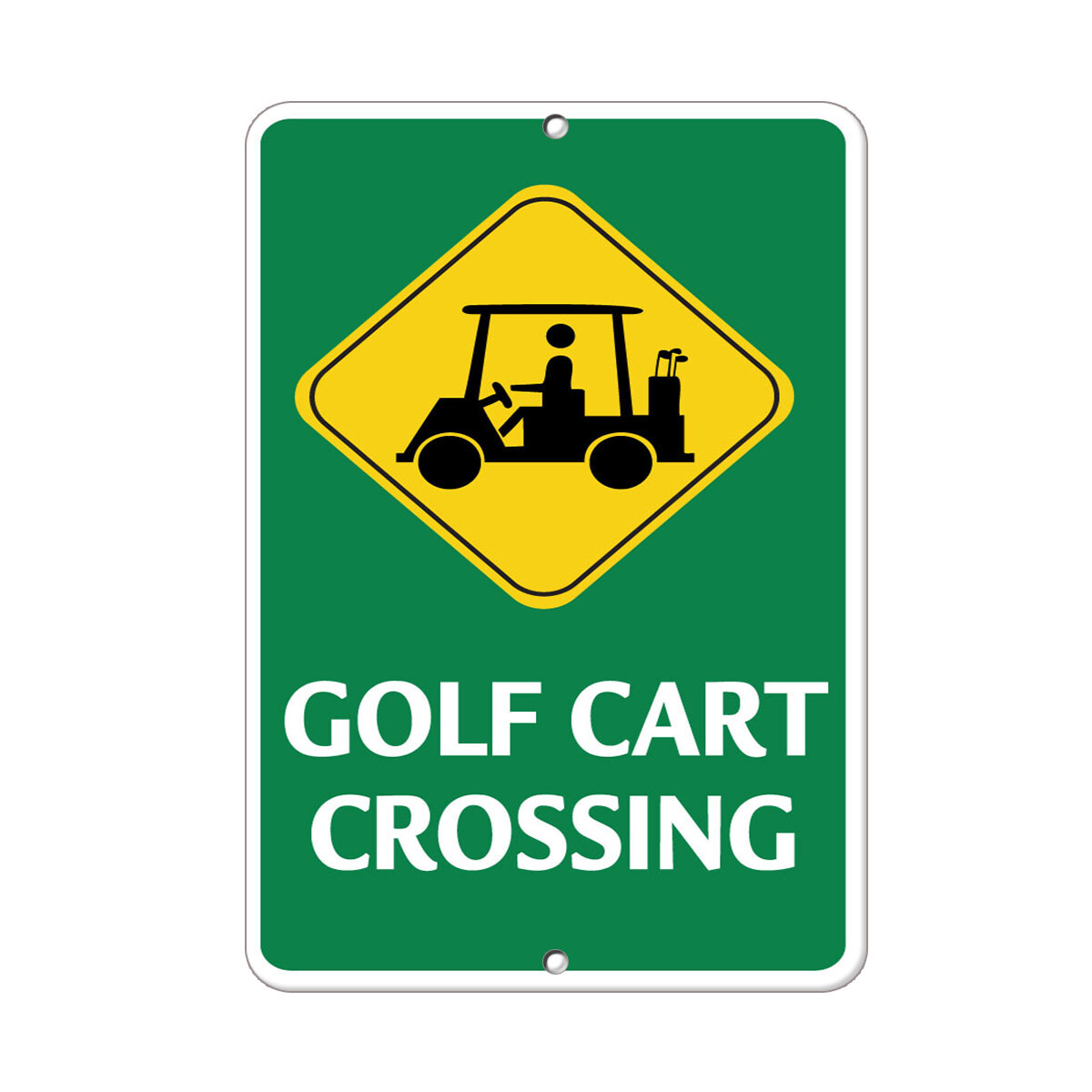 Vertical Metal Sign Multiple Sizes Golf Cart Crossing with Symbol Activity