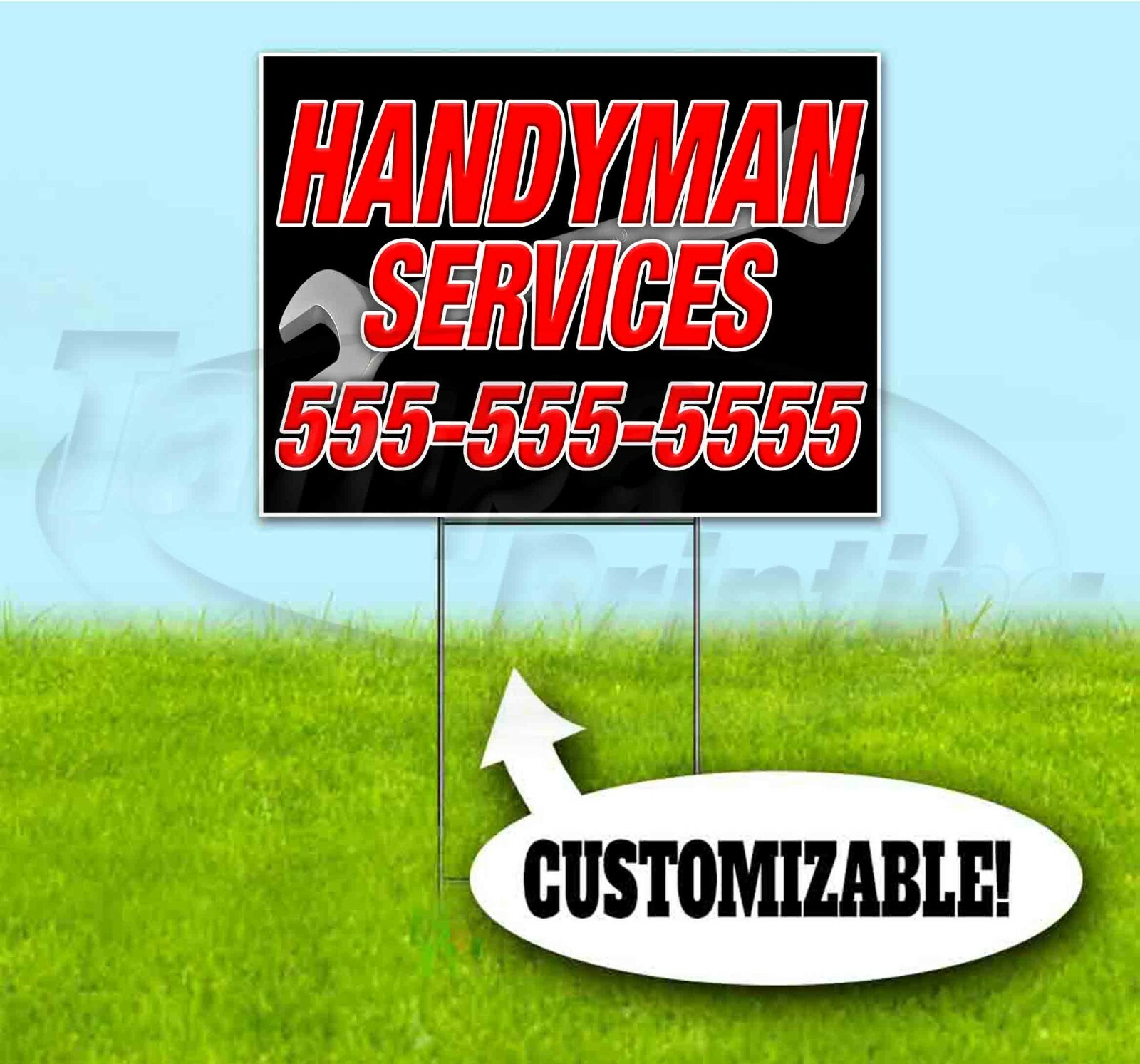 HANDYMAN SERVICES CUSTOM PHONE 18×24 Yard Sign WITH STAKE Corrugated Bandit USA