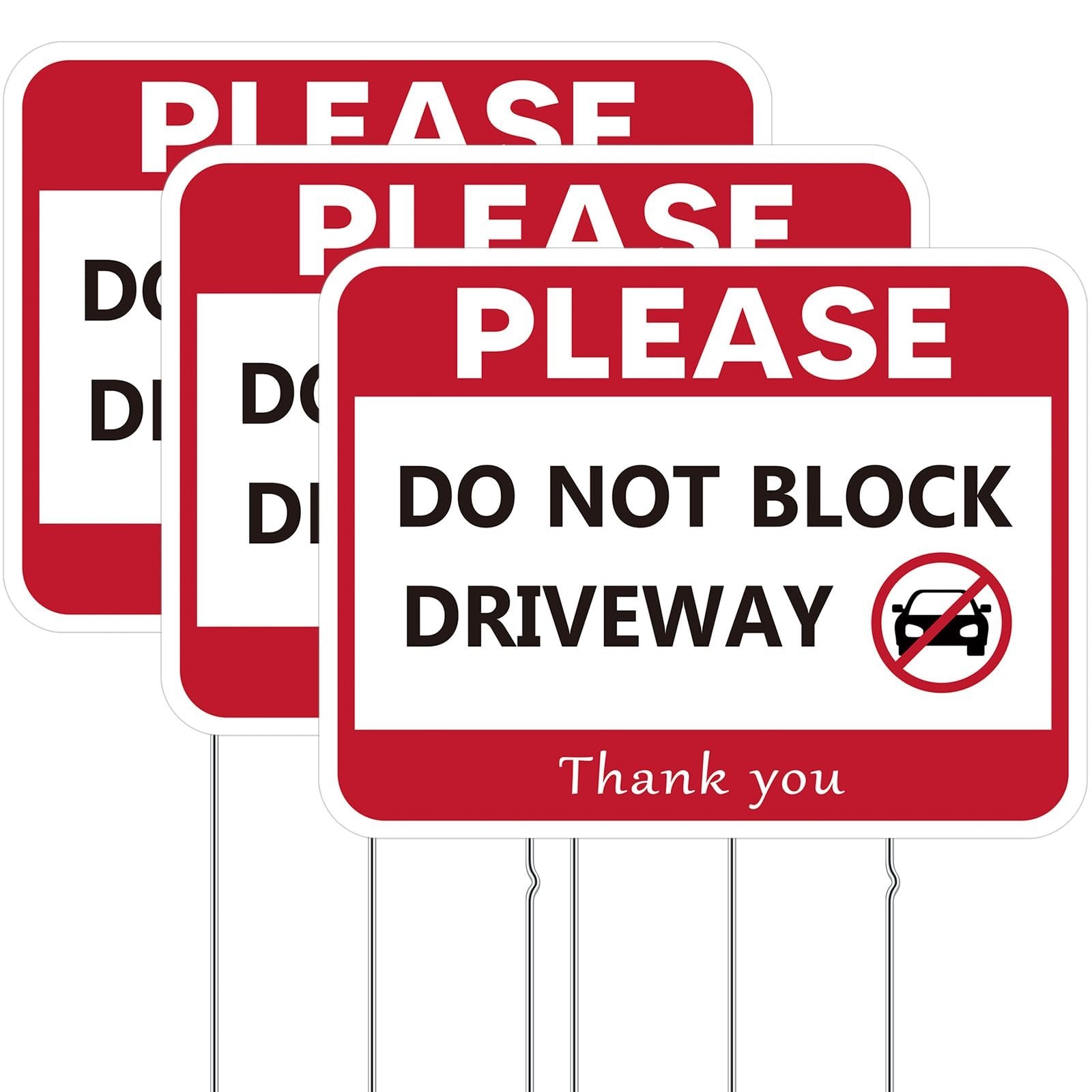 3 Pcs No Parking Sign 17×13” – Do Not Block Driveway, Weatherproof, Double-Side