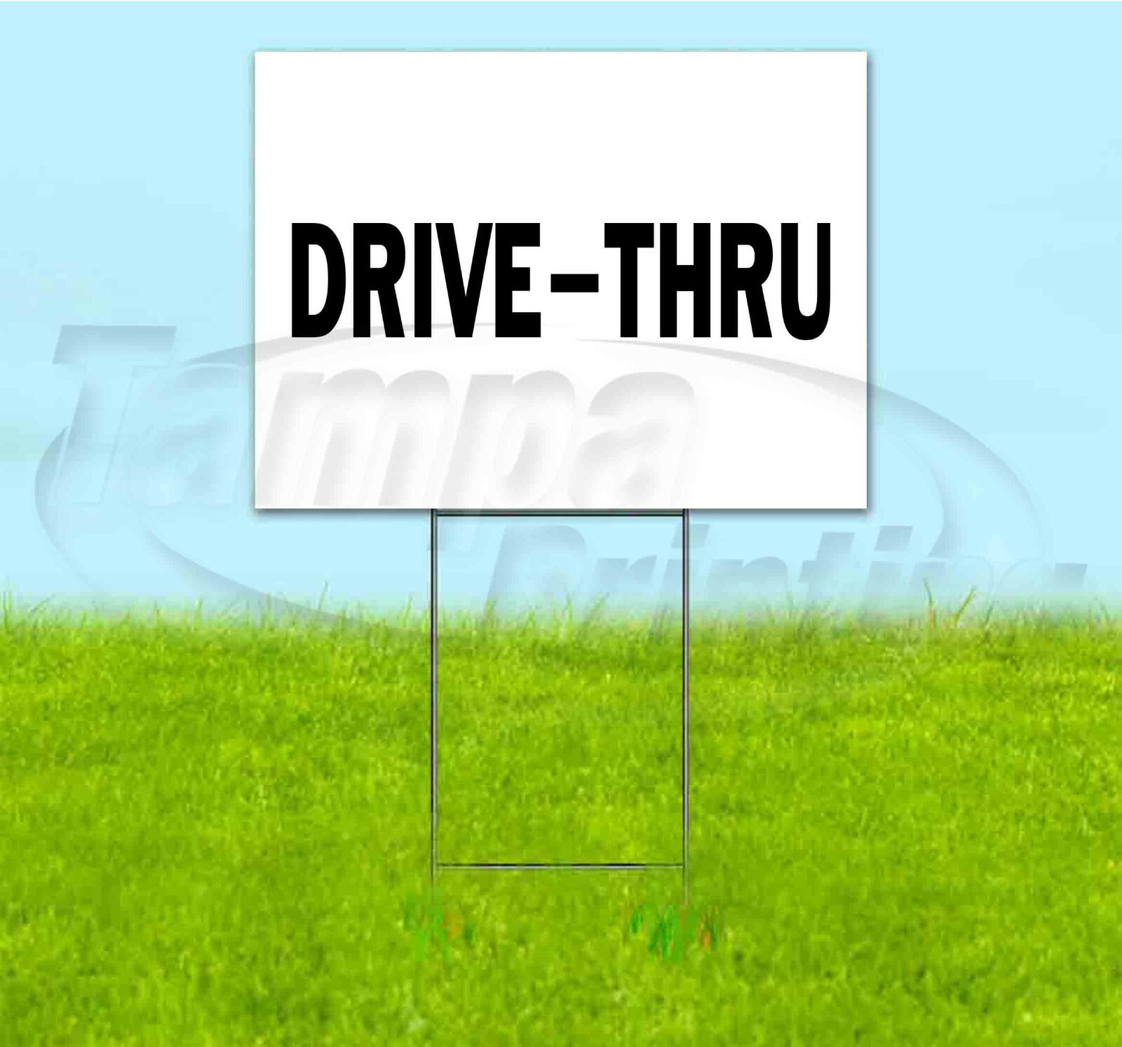DRIVE THRU 18×24 Yard Sign WITH STAKE Corrugated Bandit DIRECTIONAL