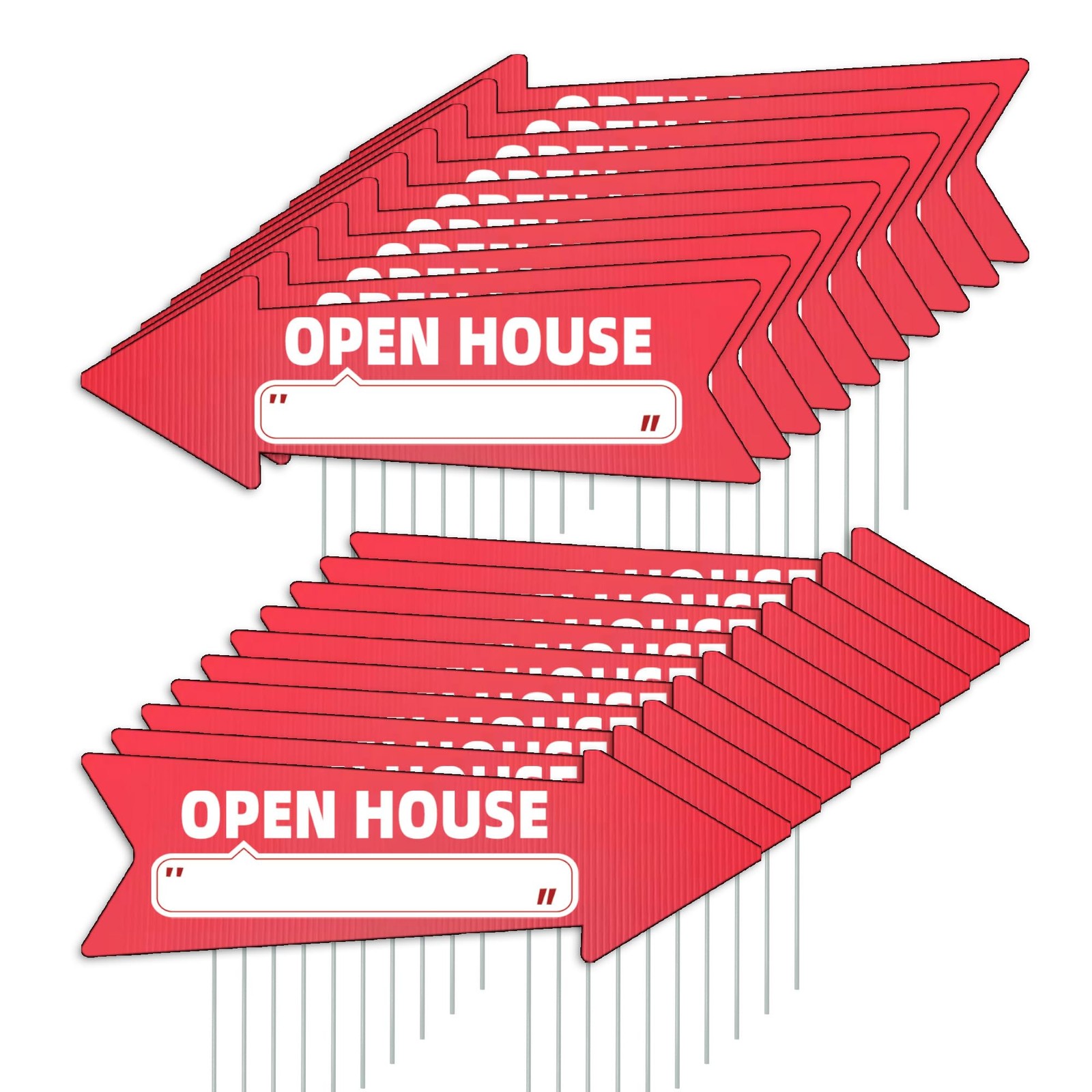 WHWHW Open House Red Arrow Yard Signs Stakes-16 x 5 In Double Sided, Open House