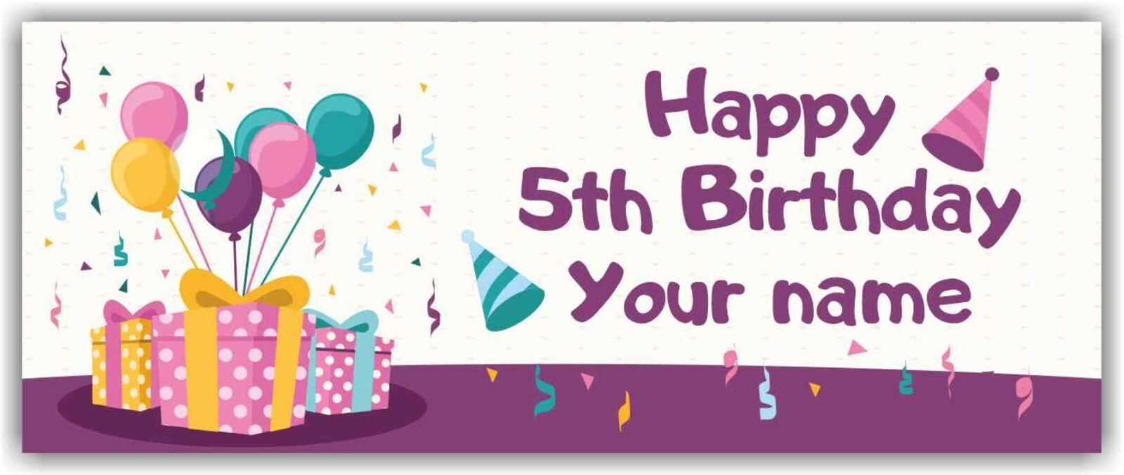Happy 5th Birthday Advertising Banner Vinyl Sign Custom Name Text Event Holiday