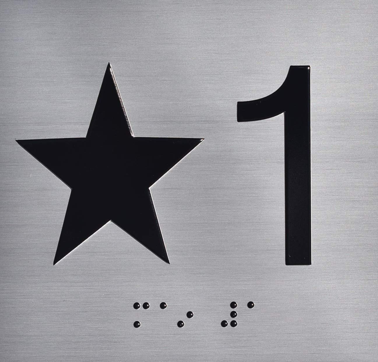 Star 1 (Star 1ST) Elevator Jamb Plate Sign with Braille and Raised..-REF24-1027