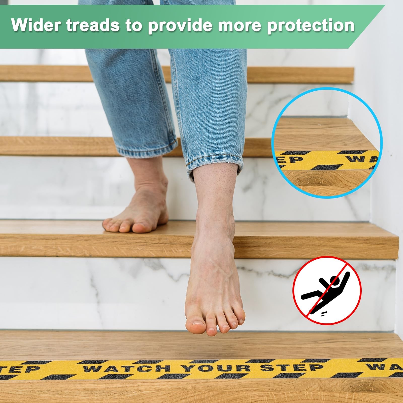 2 Pcs WATCH YOUR STEP+CAUTION Floor Decals Stickers 2 x 197 Inch CAUTION Sign…