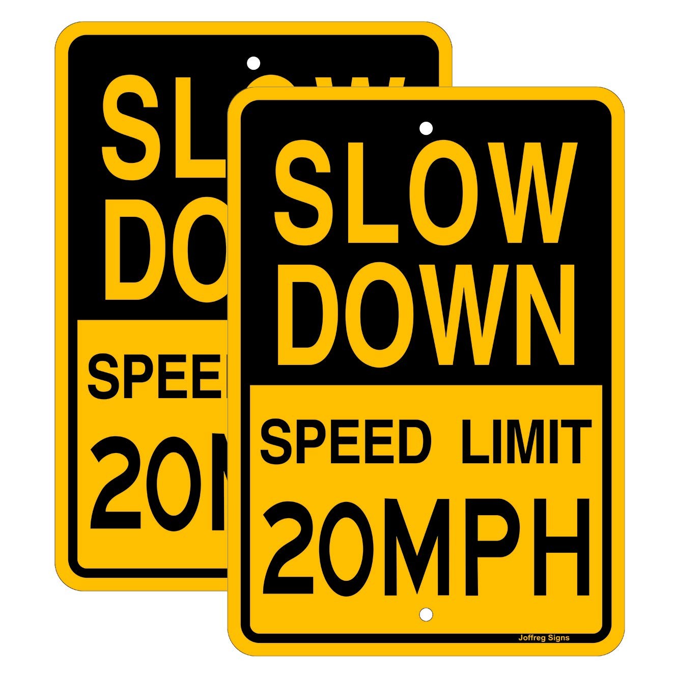 Slow Down Speed Limit 20 MPH Sign,17 x12 Inches,Reflective Aluminum (2 Pack)