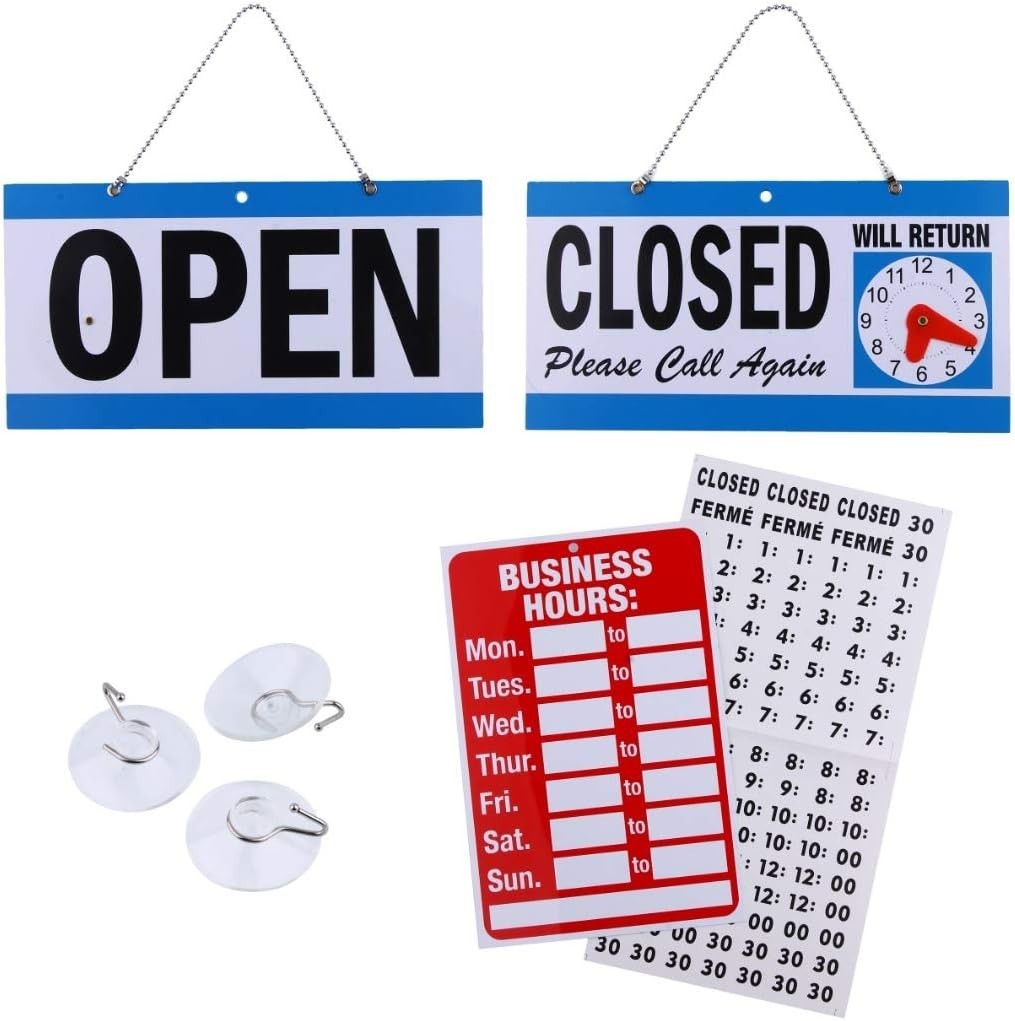 Open Signs for Business, Bundle of Office Hours Sign Will Return Clock with S…