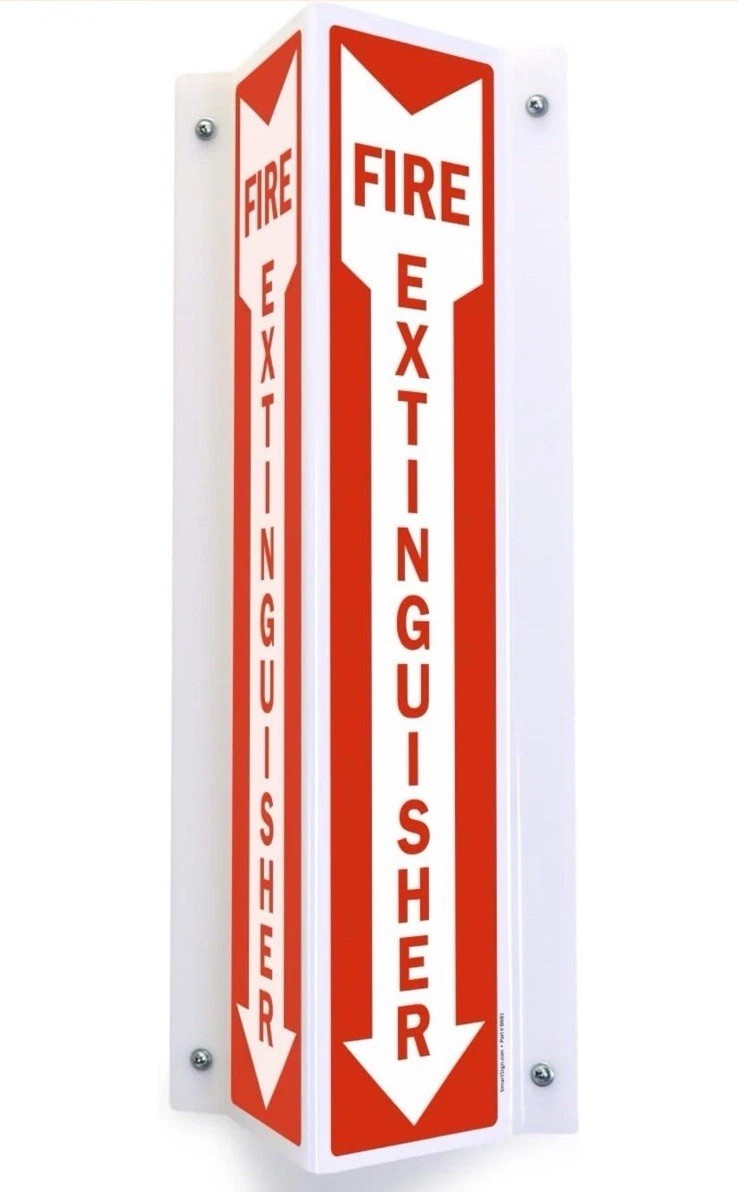 SmartSign “Fire Extinguisher” 2 Sided V-Shaped Projecting Sign, Down Arrow 18×4”