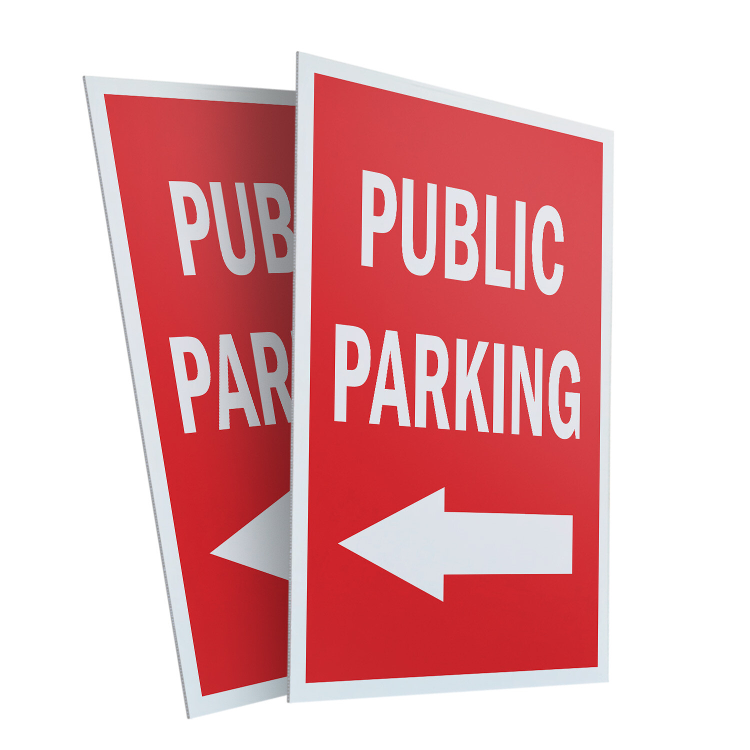 Public Parking With Arrow 24″ x 36″ 2 Pack Of Store Sign Plastic Or Decal