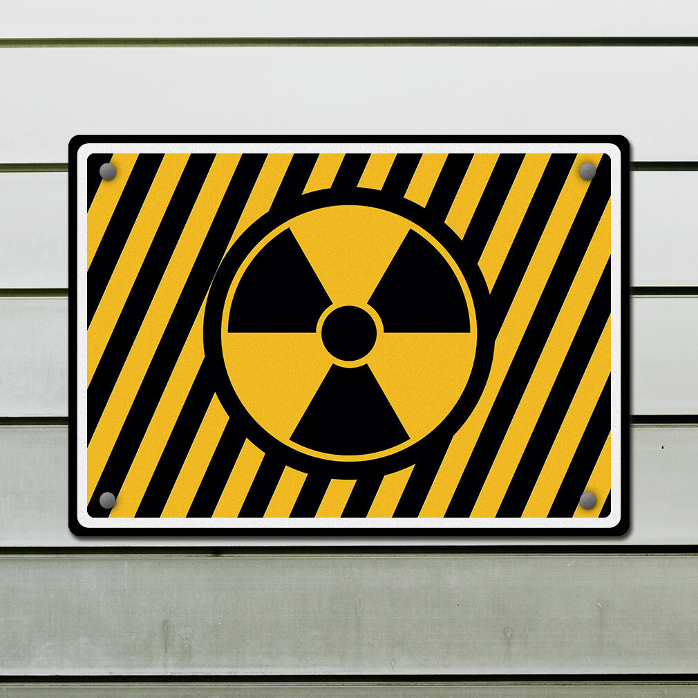 Horizontal Metal Sign Radiation Clean Biohazard Weatherproof Street Signage