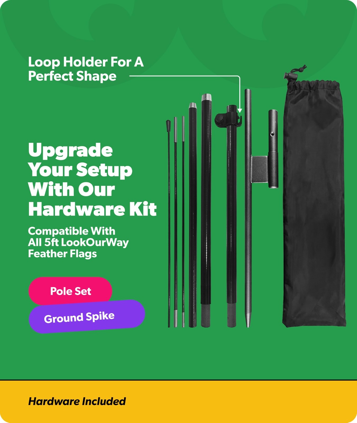 7ft Feather Flag Pole Kit 3-Pack – Grand Opening Banners, Red & Yellow, Includes