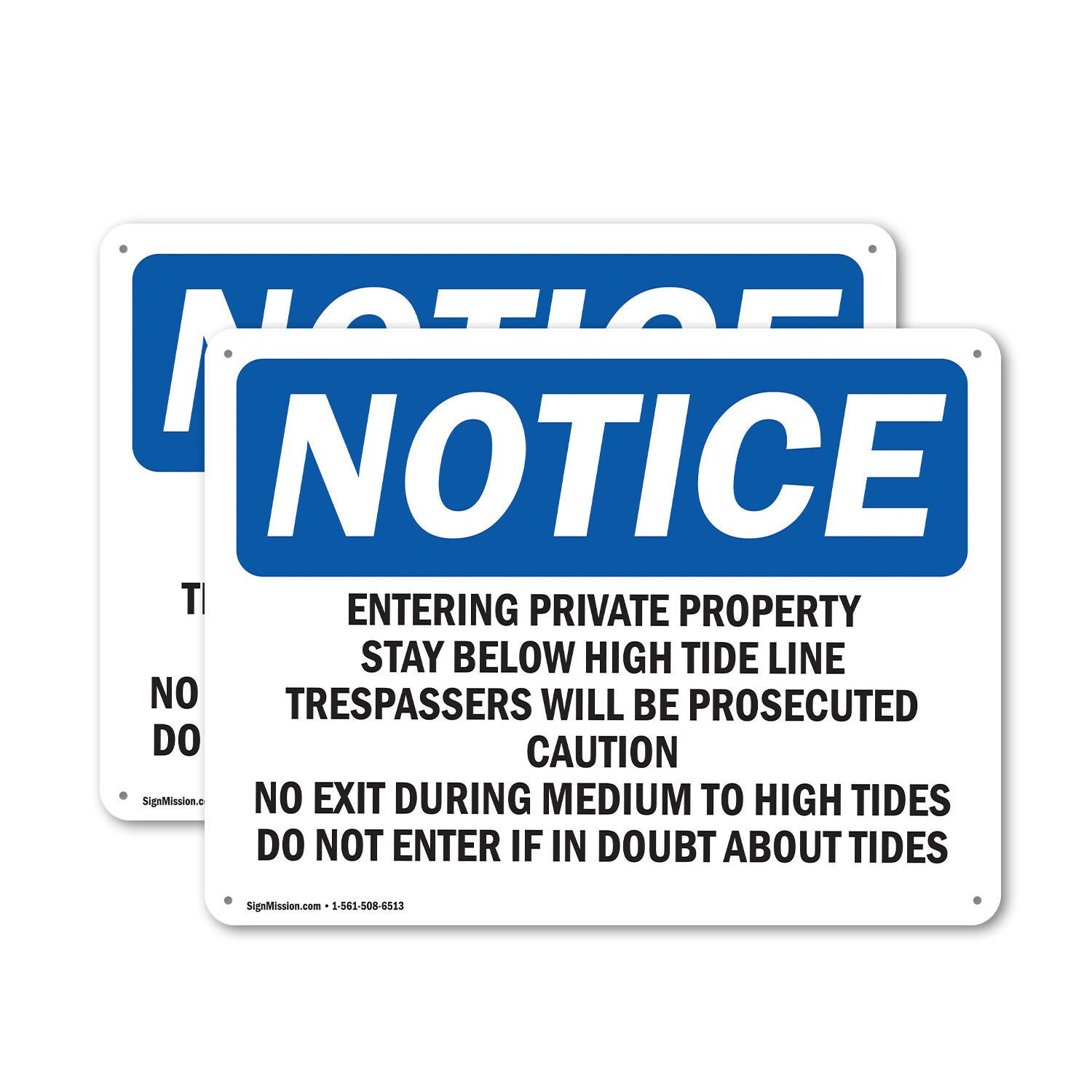 (2 Pack) Entering Private Property Stay Below High OSHA Notice Sign Decal Metal