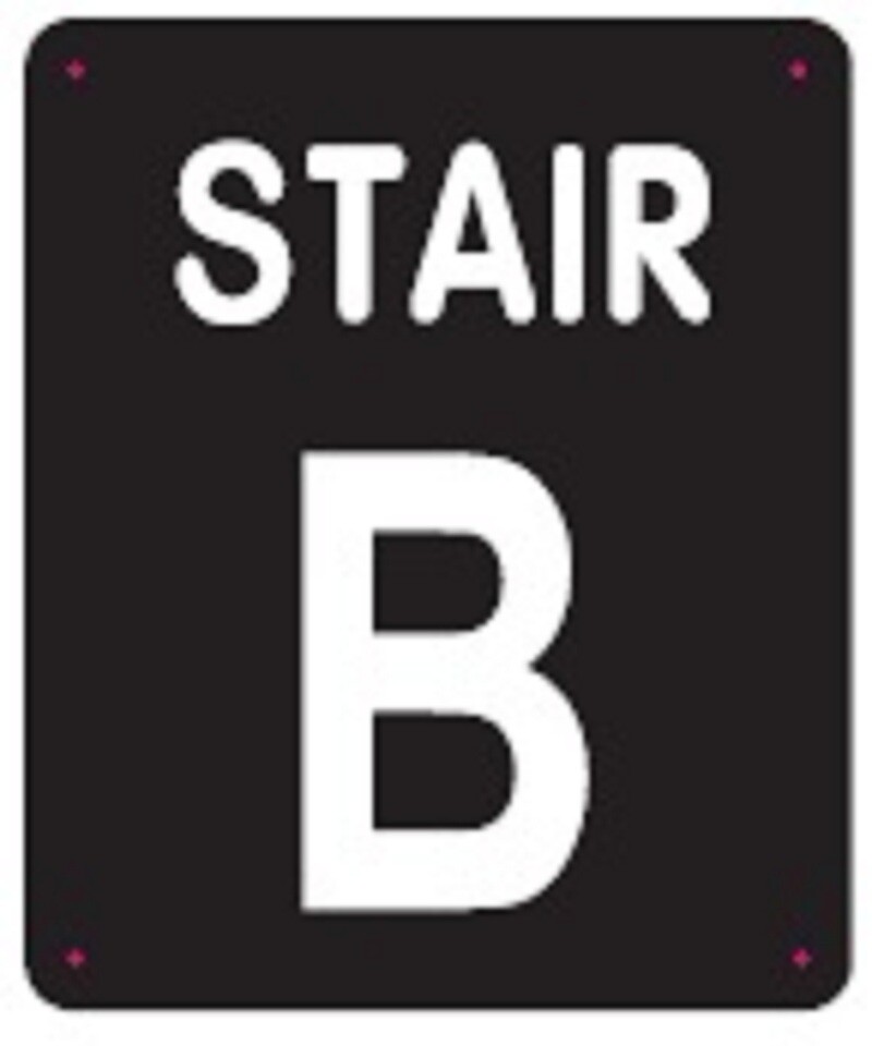 STAIR B SIGN (10X12, Black Background, Aluminum) -REF24-1027