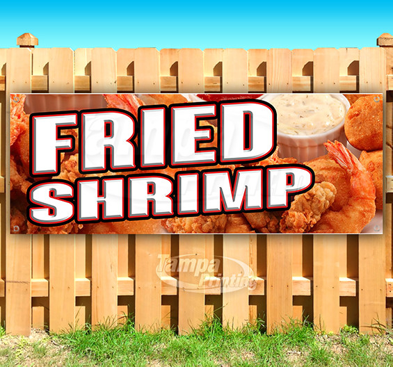 FRIED SHRIMP Advertising Vinyl Banner Flag Sign Many Sizes CARNIVAL FOOD